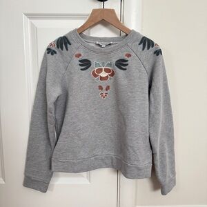 Rebecca Minkoff Gray Sweatshirt with Floral Embroidered Design 100% Cotton XXS